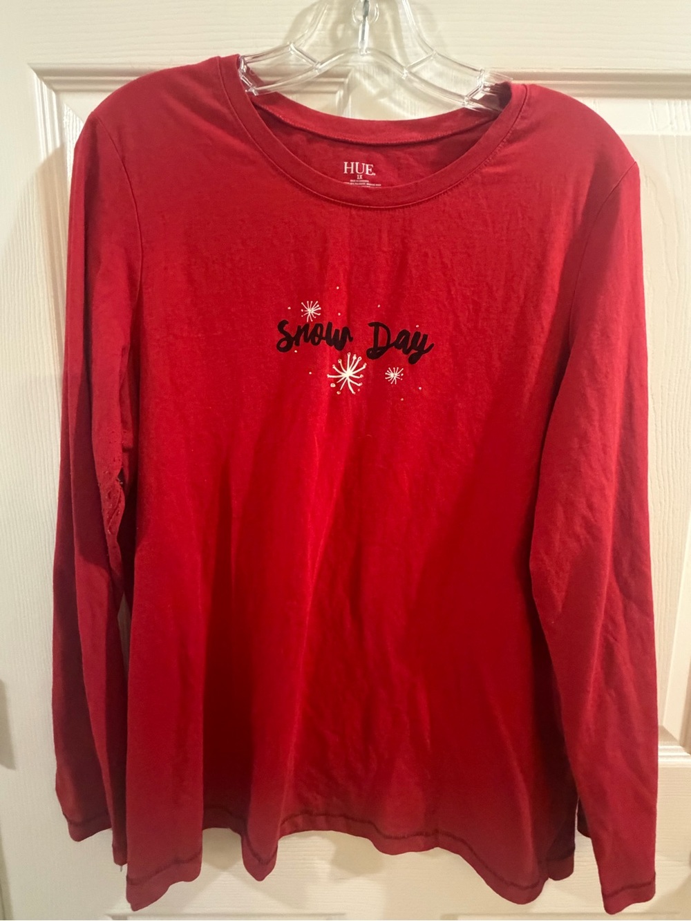 HUE Women's 1X Red Snow Day Long Sleeve Shirt